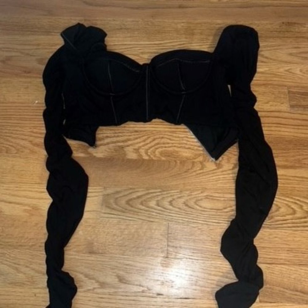 Black Long Sleeve Cropped Corset top
